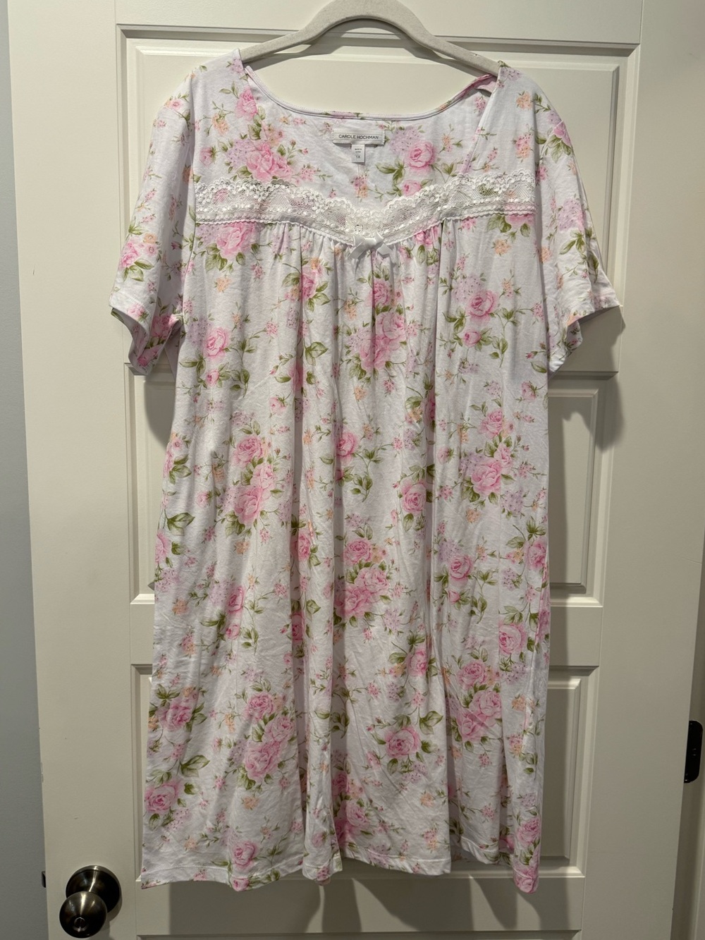 NWT Carole Hochman 1X White Floral Short Nightgown